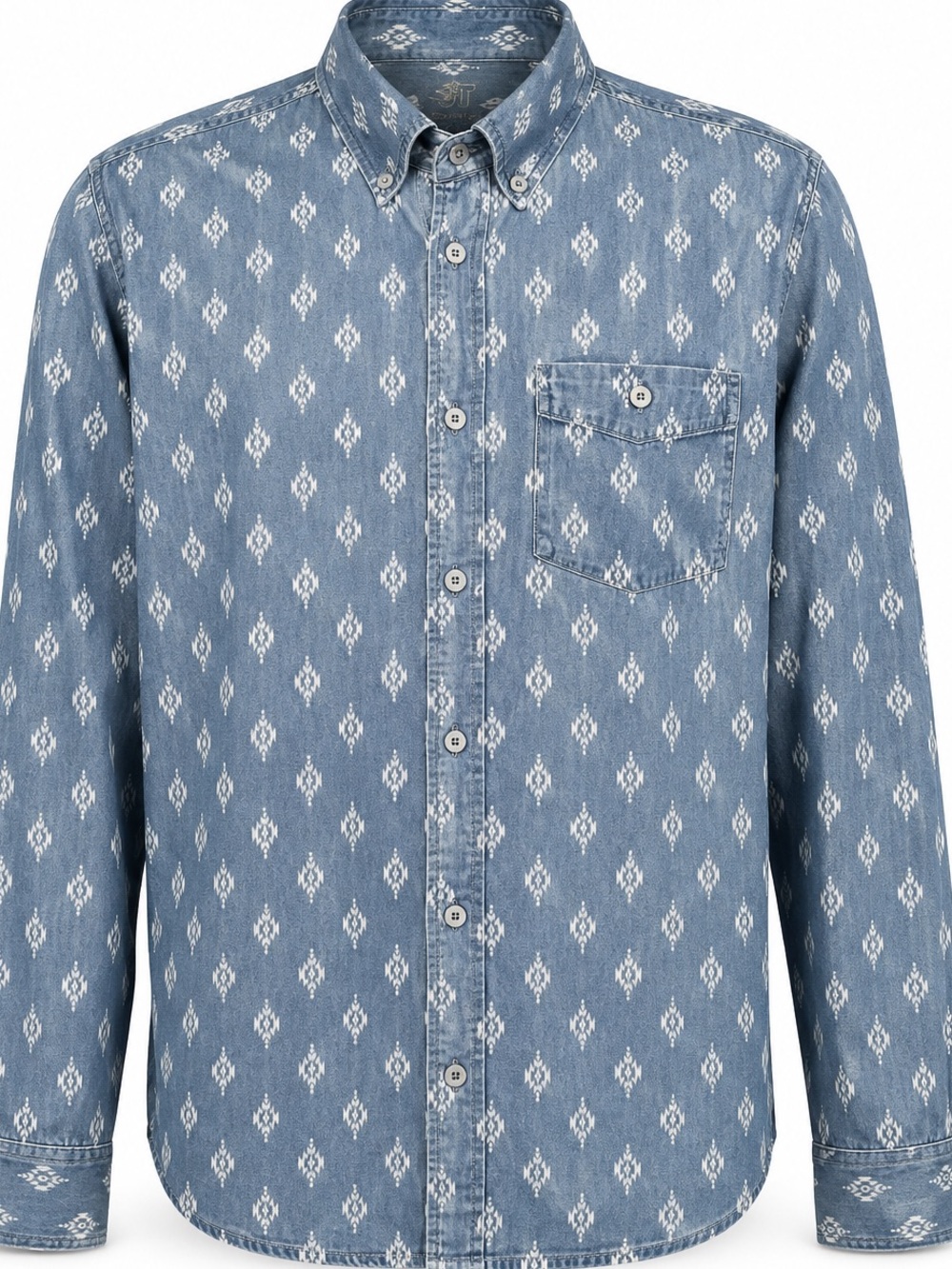 JackThreads Blue Chambray Southwestern Print Button Down Shirt Men’s XL